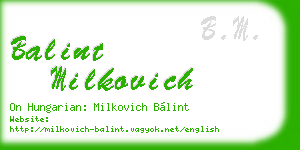 balint milkovich business card